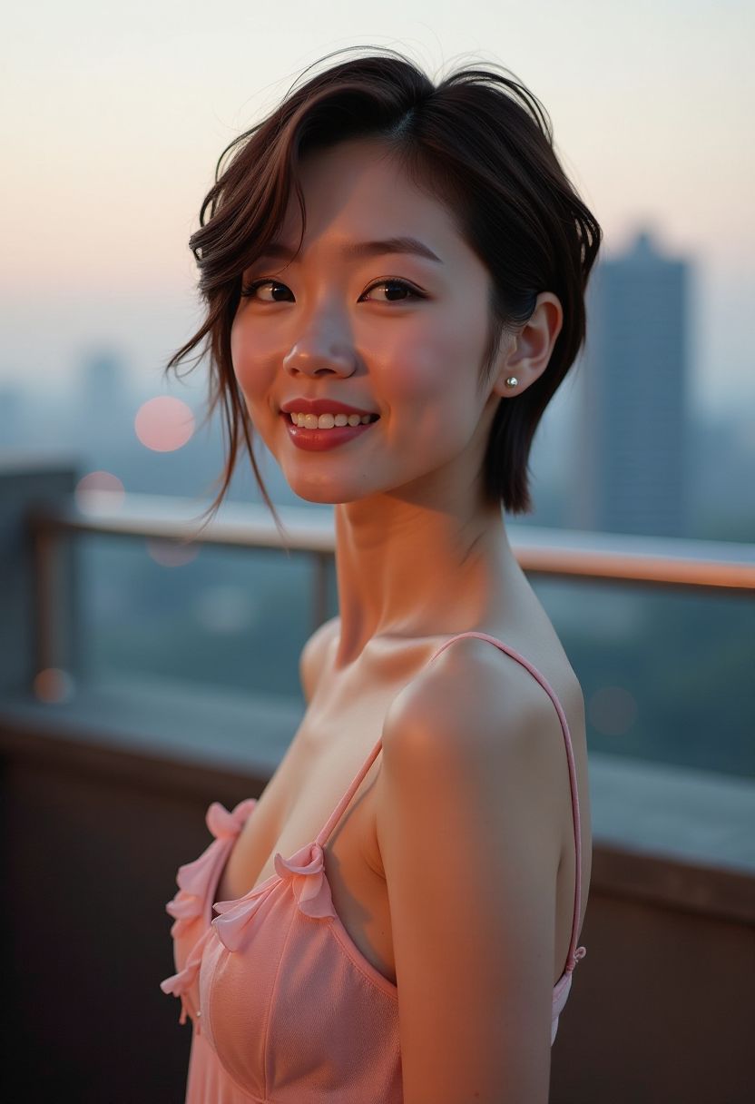 电车晚霞日系唯美少女侧影4K壁纸实录